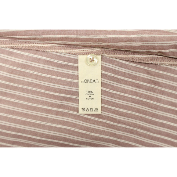 The Great Women's Puff Sleeve Striped Crew Neck Midi Cotton Dress Sz L - Picture 7 of 9